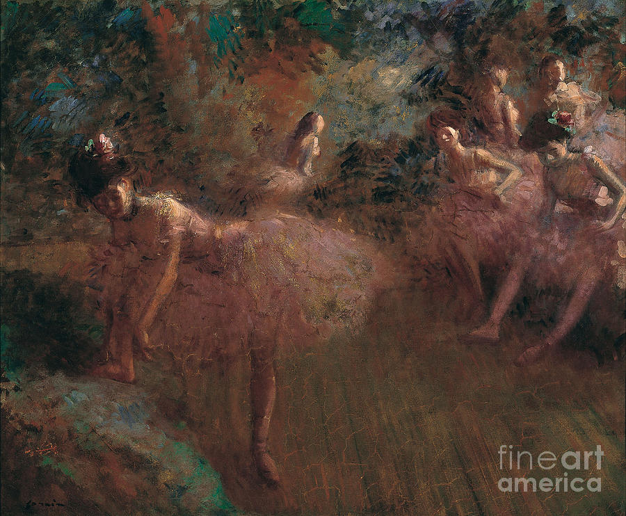 Dancers In Pink. Artist Forain Drawing by Heritage Images