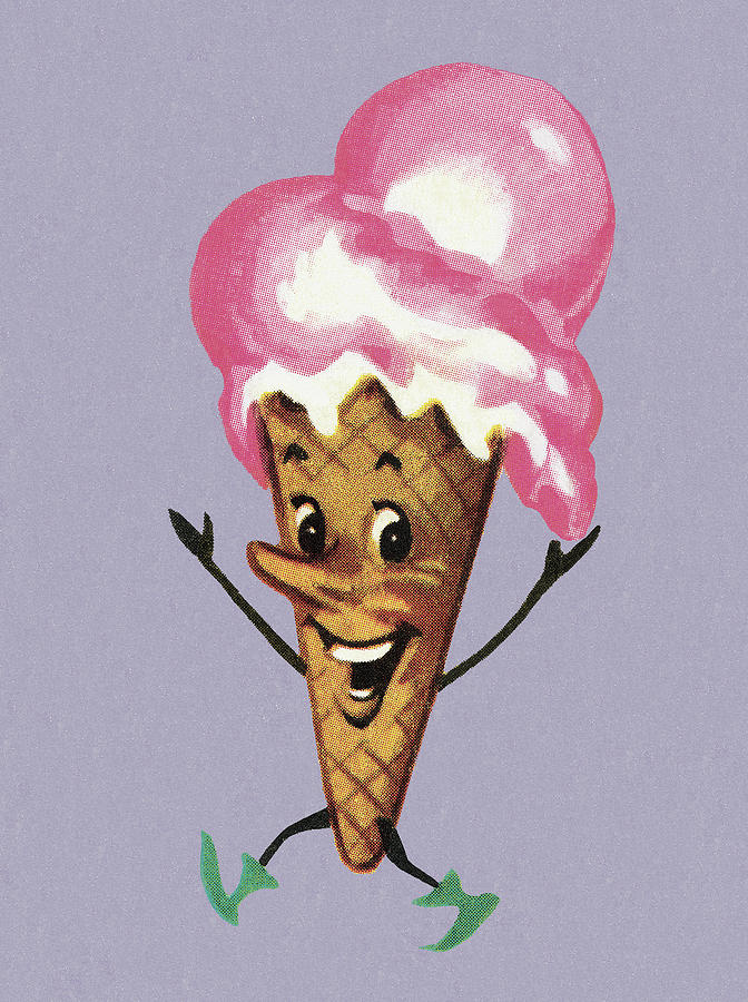 Ice Cream Drawing - Dancing Ice Cream Cone by CSA Images