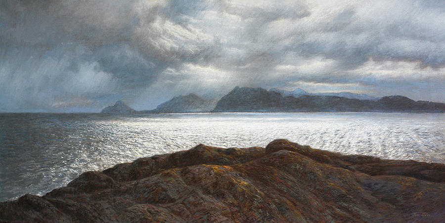 Dancing Lights in Lofoten Painting by Hans Egil Saele