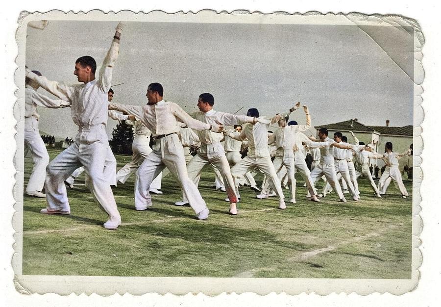 Dancing Men Gymnast Guys Unusual Strange Bizarre Weird Gay Found Photo Colorized By Ahmet Asar Painting
