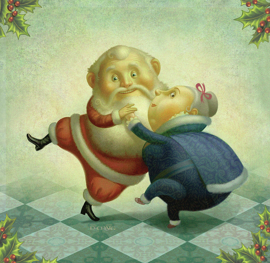 Dancing Santa And Mrs. Painting by Dan Craig