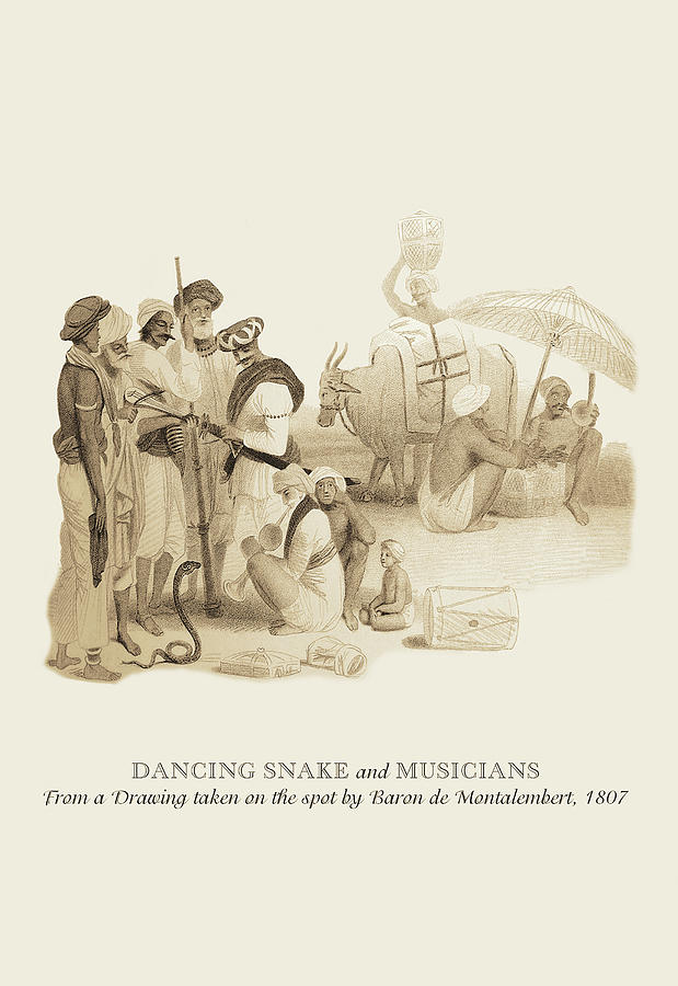 Dancing Snake and Musicians Painting by Baron de Montalemert