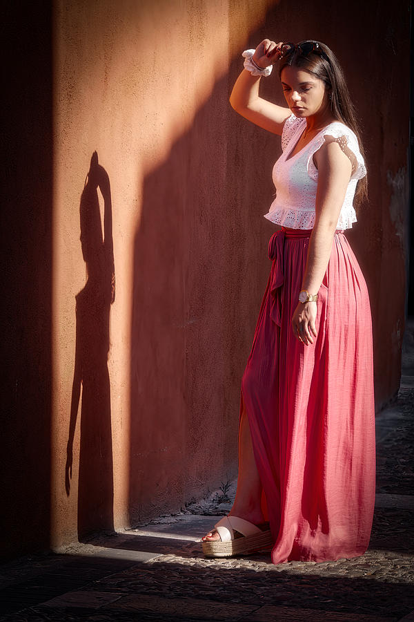 Portrait Photograph - Dancing With Her Shadow by Jesus Concepcion Alvarado