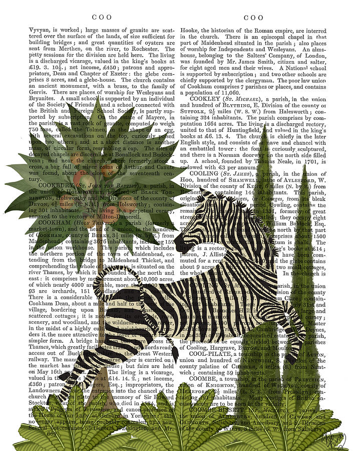 Tree Painting - Dancing Zebra, Animalia Book Print by Fab Funky