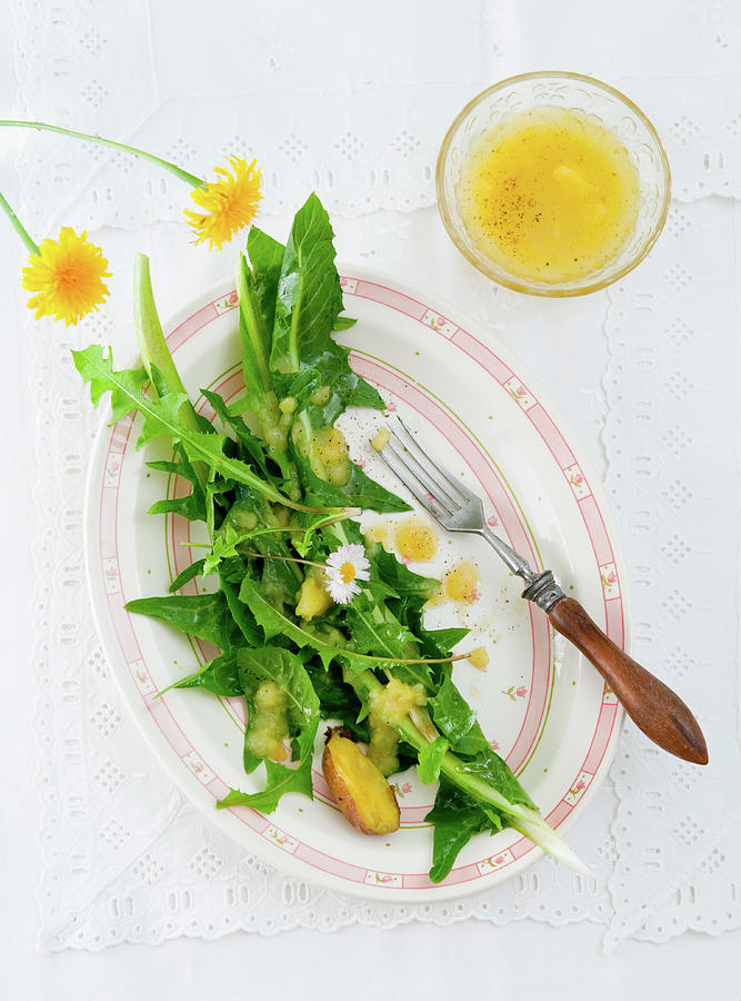 Dandelion Salad With Potato Vinaigrette Photograph by Udo Einenkel