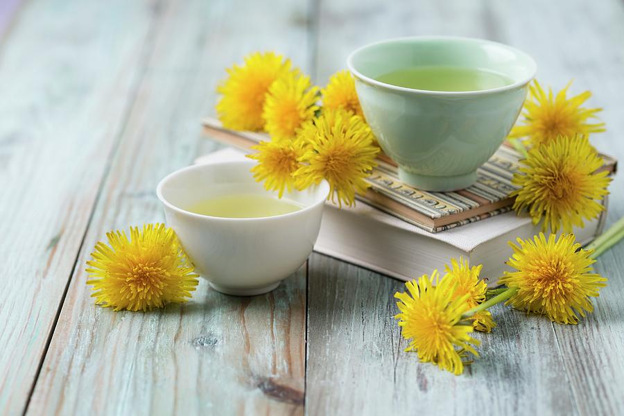 Dandelion Tea In Small Bowls Photograph by Mandy Reschke