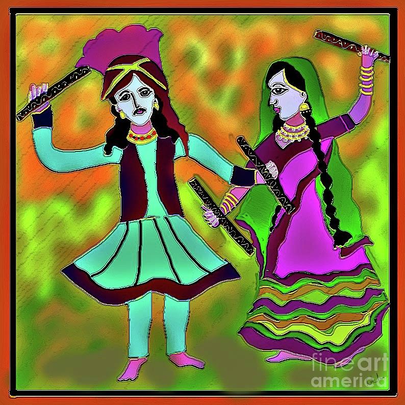 Dandia Dancers Digital Art by Latha Gokuldas Panicker