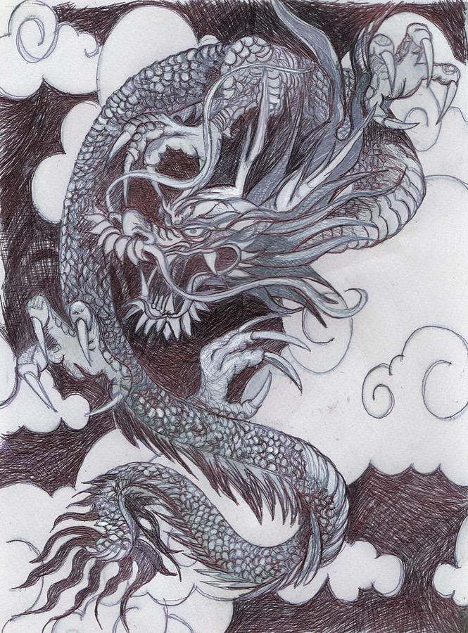 Dangerous Dragon Sketch Painting by Stephen Humphries