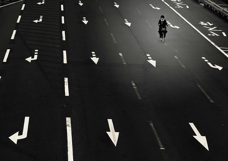 Bicycle Photograph - Dangerous Riding by Haruyo Sakamoto
