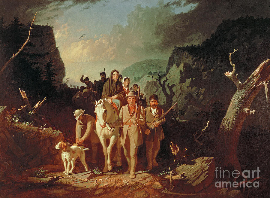 Daniel Boone Escorting Settlers Through The Cumberland Gap, 1851-52 by George Caleb Bingham Painting by George Caleb Bingham