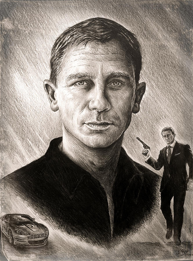 Casino Royale Drawing - Daniel Craig by Andrew Read