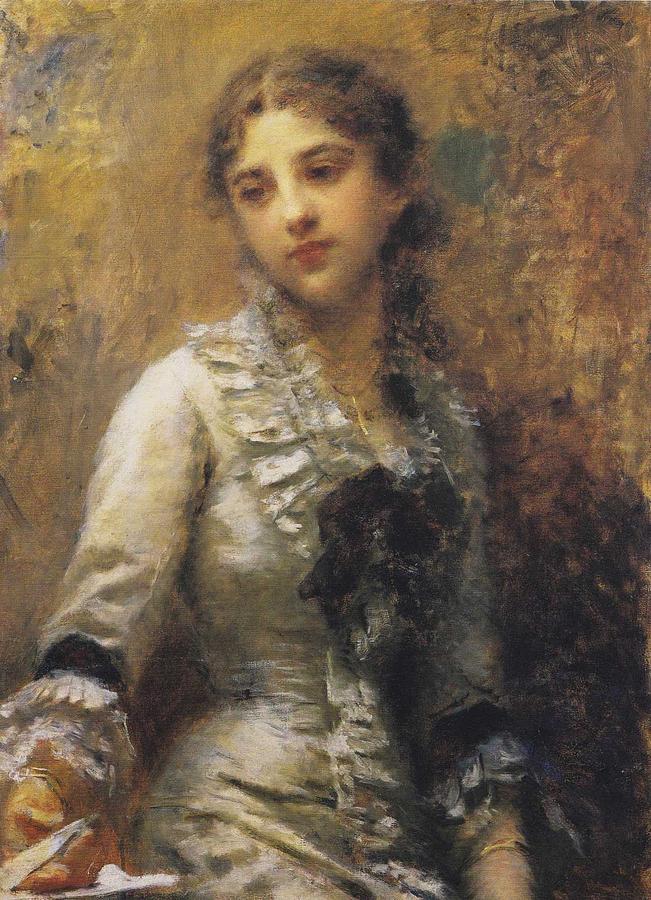 Daniele Ranzoni 1843-1889 Portrait of a girl Painting by Celestial ...