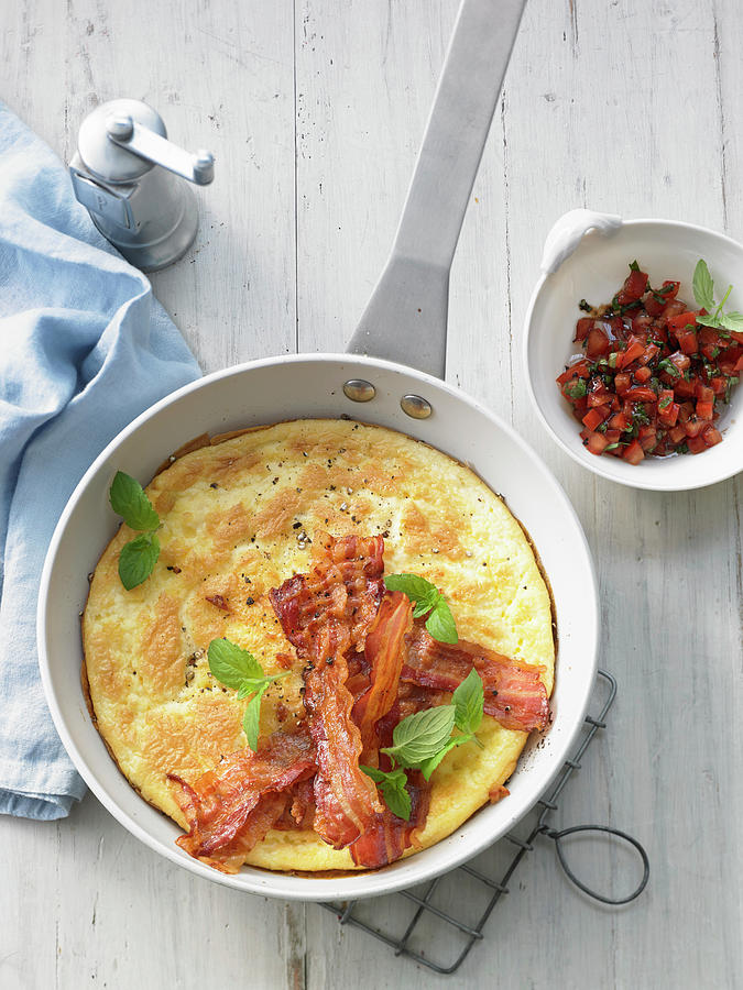 Danish Omelette With Tomatoes, Mint And Bacon Photograph by Jan-peter Westermann