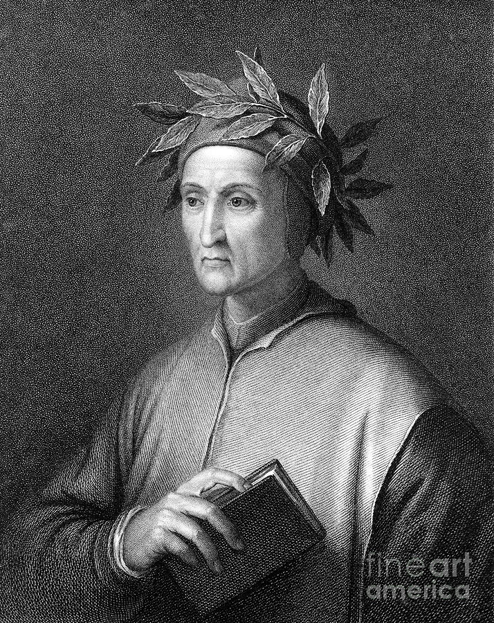 Dante Alighieri 1265-1321, Italian Poet Drawing by Print Collector