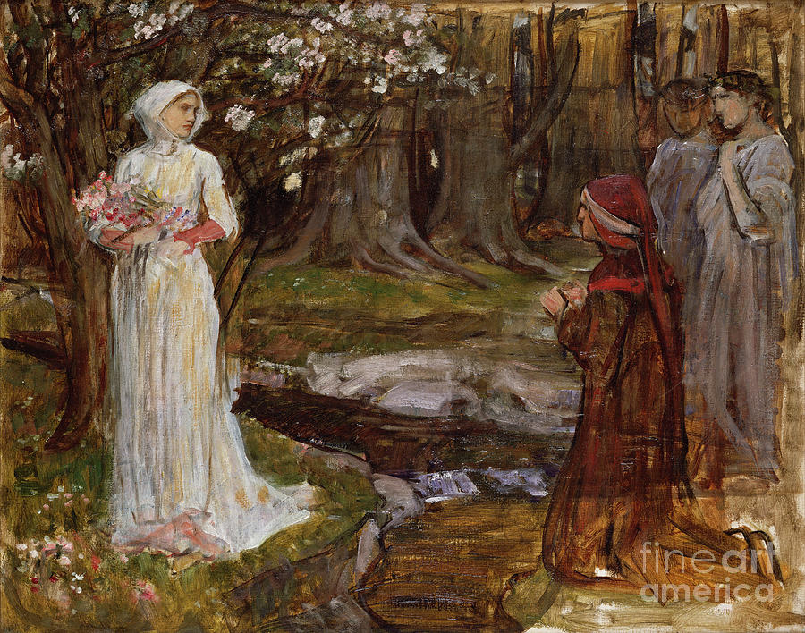 Dante And Beatrice, 1915 Painting by John William Waterhouse