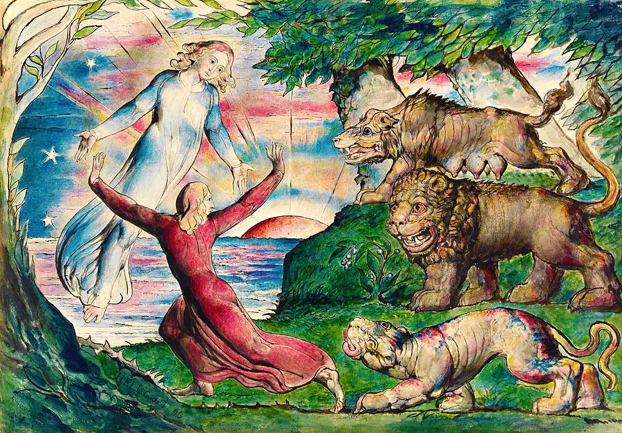 William Blake Painting - Dante running from the three beasts - Digital Remastered Edition by William Blake