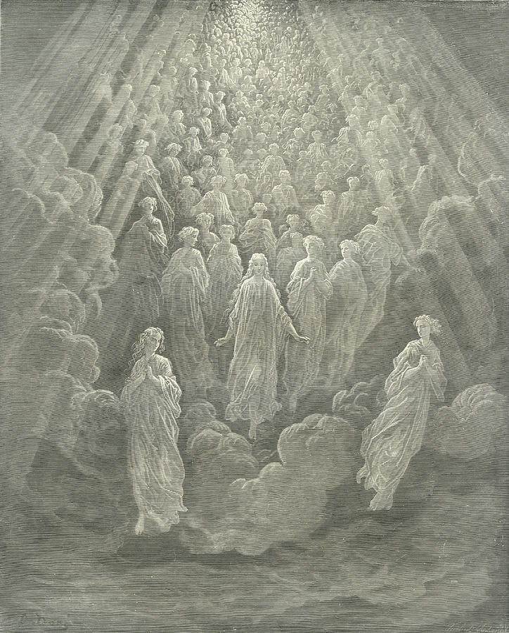 Dante's Paradisio Scene With Angels In Heaven Painting by Gustave Dore ...