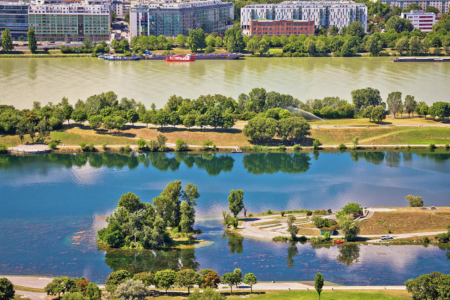Danube river and Vienna waterfront view Photograph by Brch Photography