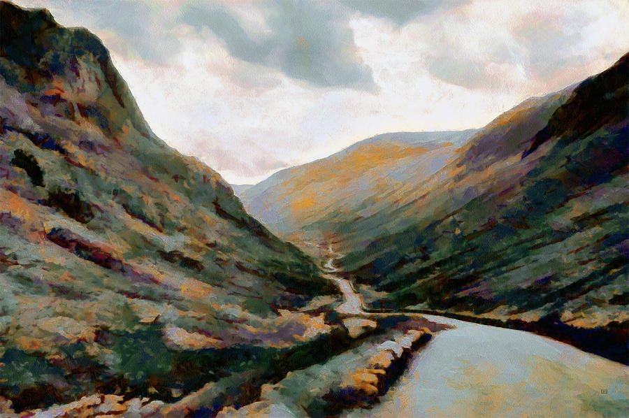 Dark and Moody Honister Pass in Cumbria Painting by Menega Sabidussi