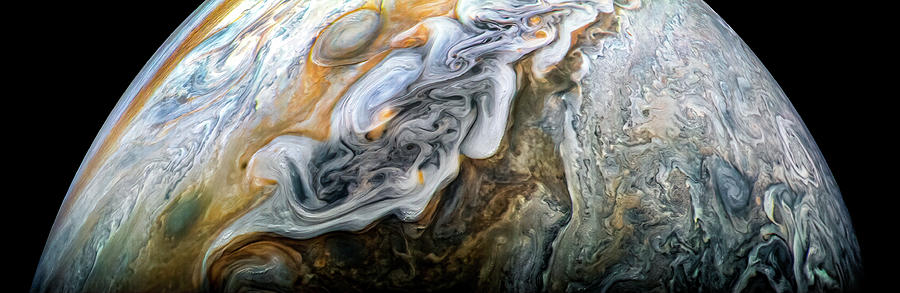 Juno Photograph - Dark And Stormy Jupiter by Nasa Juno Photograph - Dark And Stormy Jupiter by Nasa