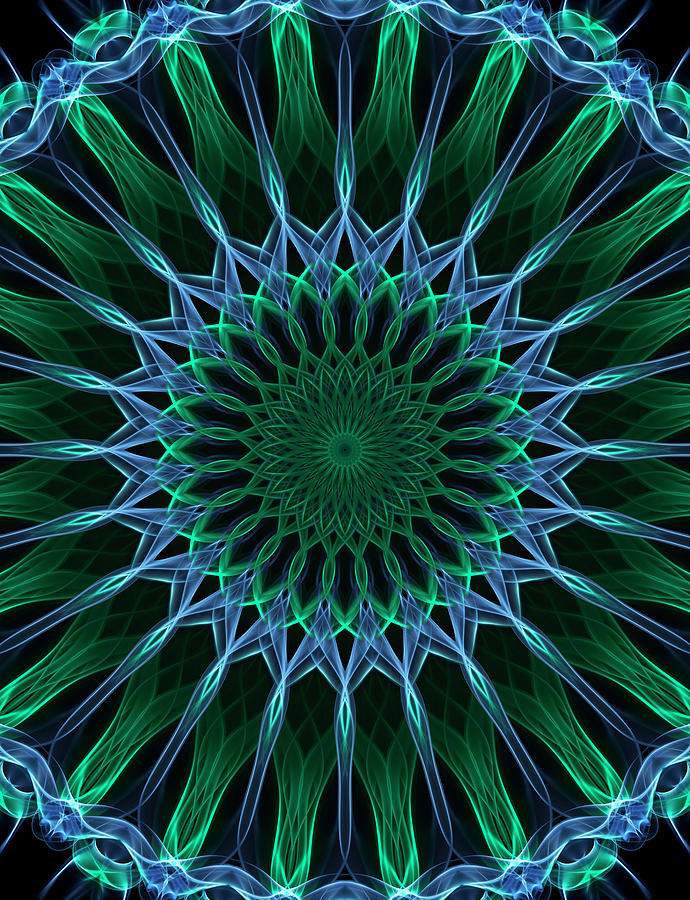 Dark blue and green mandala Digital Art by Jaroslaw Blaminsky