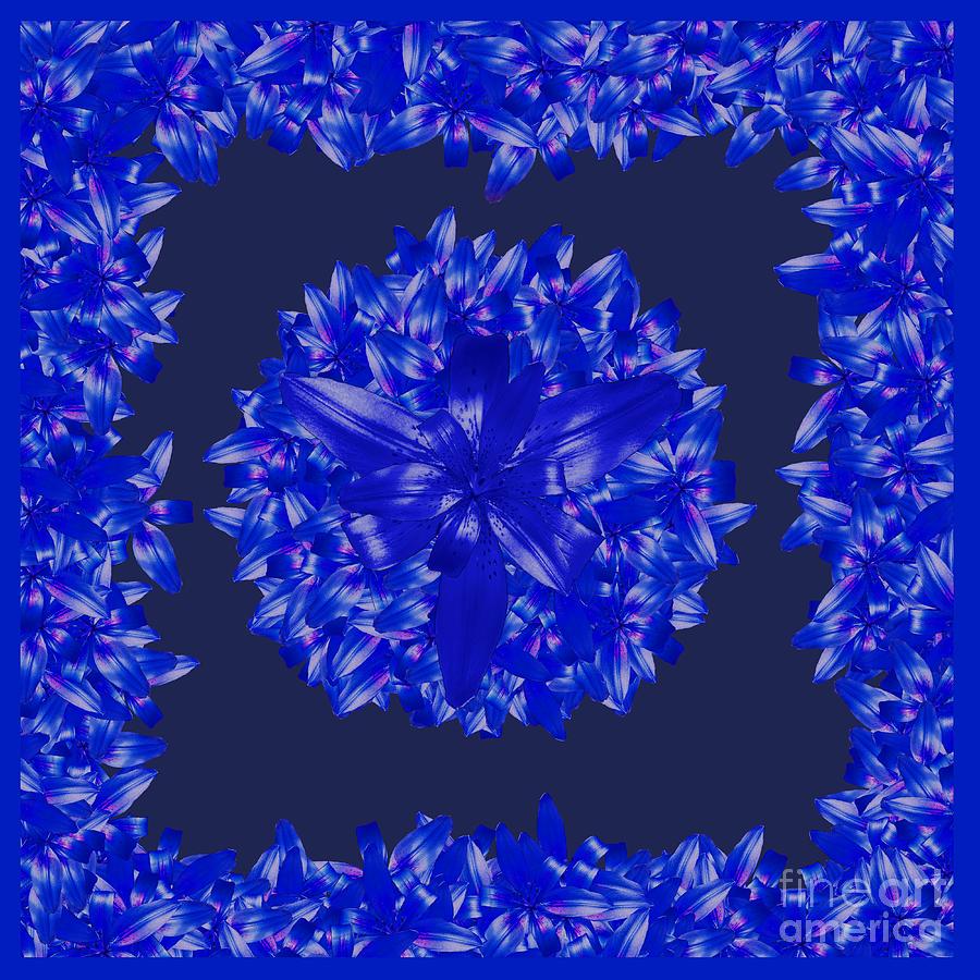 Dark Blue Floral for Home Decor Digital Art by Delynn Addams