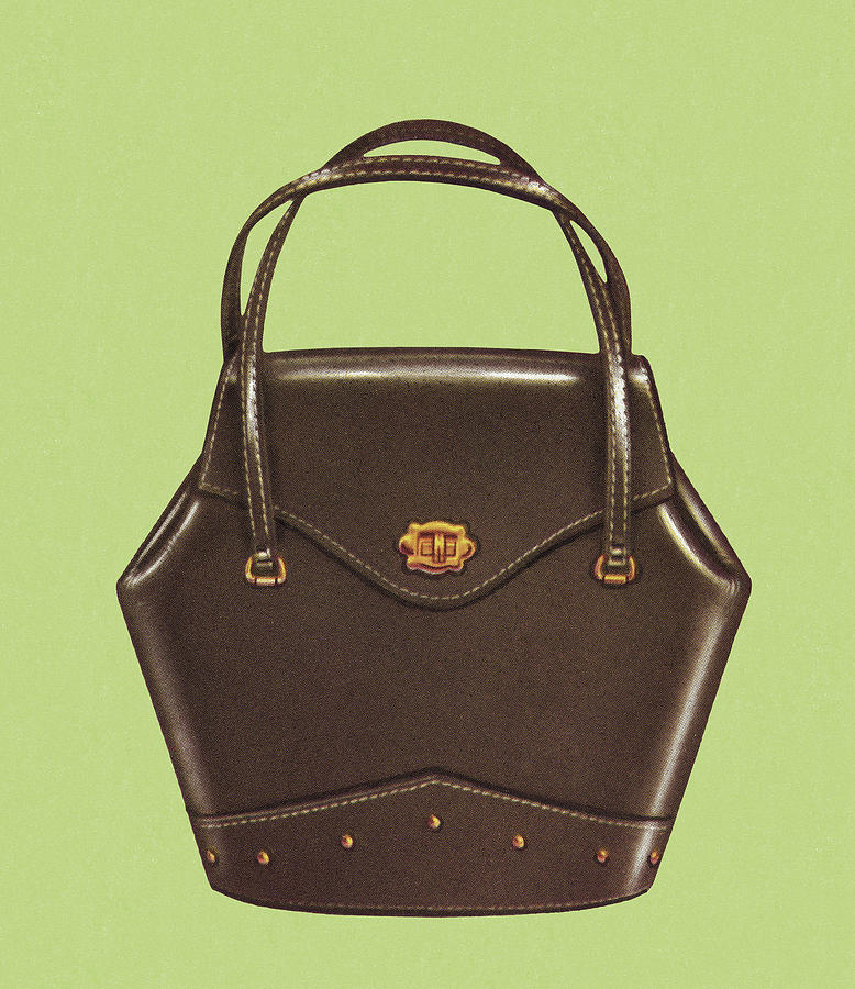 Vintage Drawing - Dark Brown Handbag by CSA Images