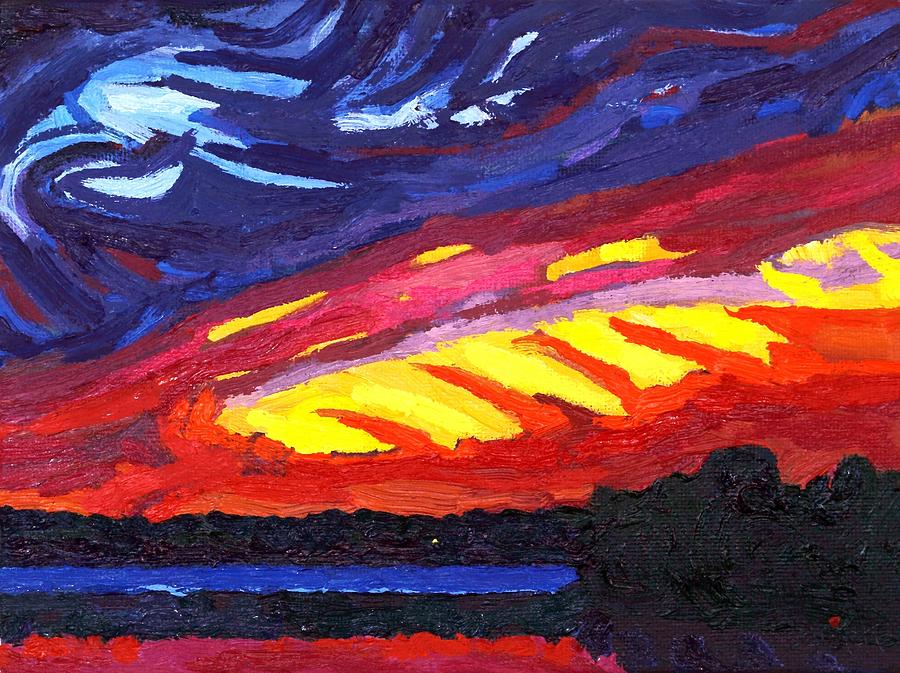 Dark Cherry Sunset Painting by Phil Chadwick