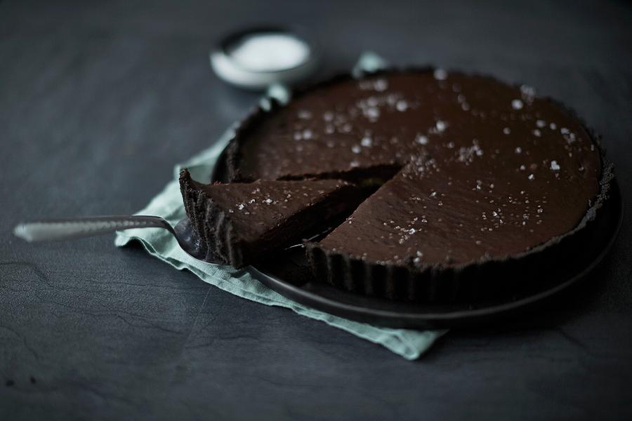 Dark Chocolate Tart With Sea Salt Photograph by The Stepford Husband
