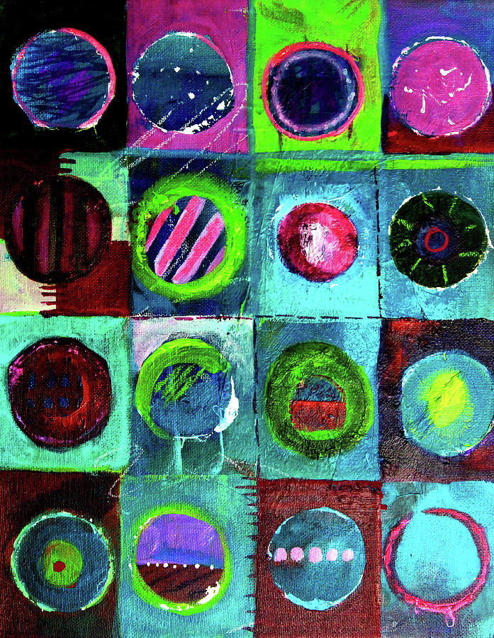 Dark Circles Abstract Painting by Nancy Merkle
