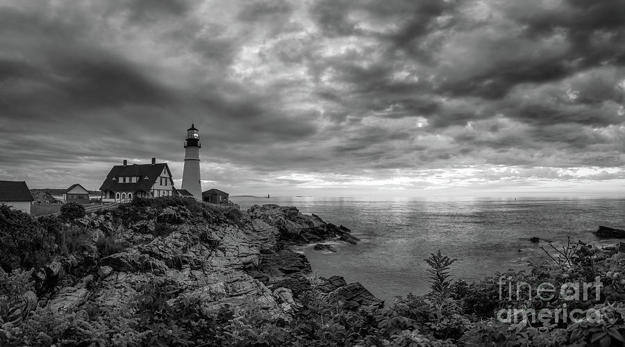 Dark Clouds Over Portland Head Lighthouse Photograph by Michael Ver Sprill