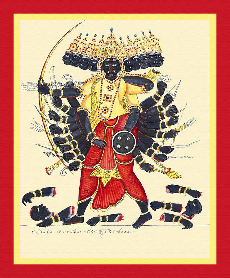 Dark-complexioned, ten-headed and twenty-armed Rava?a Painting by Unknown