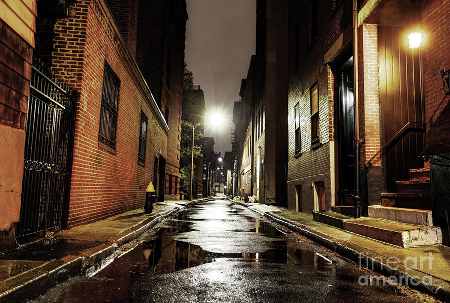 empty city street at night