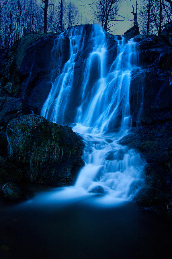 Dark Hollow Falls By Moonlight Photograph by Mark K. Daly