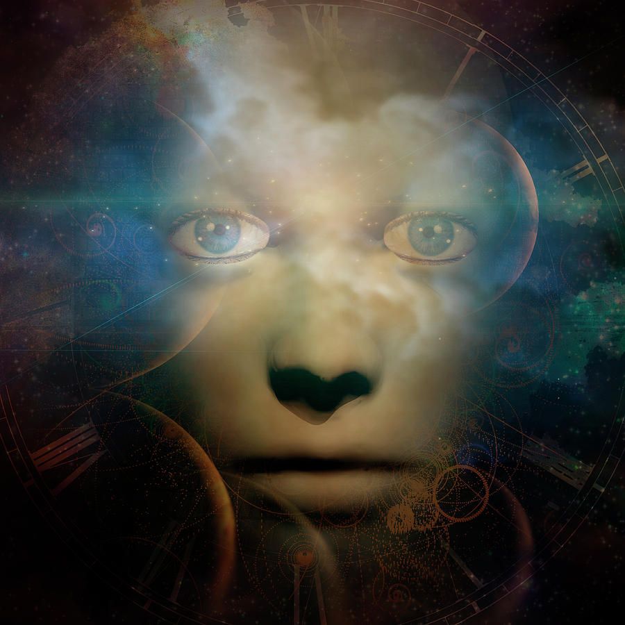 Science Fiction Photograph - Dark Human Face With Abstract Space by Bruce Rolff