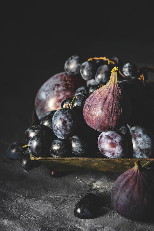 Dark Mood Violet Fruits Photograph by Joanna Stolowicz