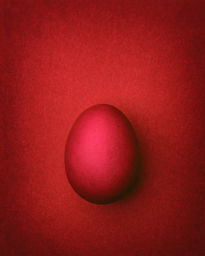 Dark Red Easter Egg On A Dark Red Background Photograph by Peter Rees