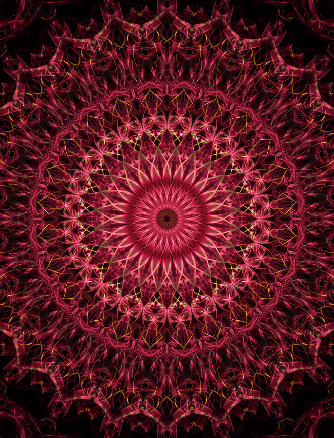Dark red mandala Digital Art by Jaroslaw Blaminsky