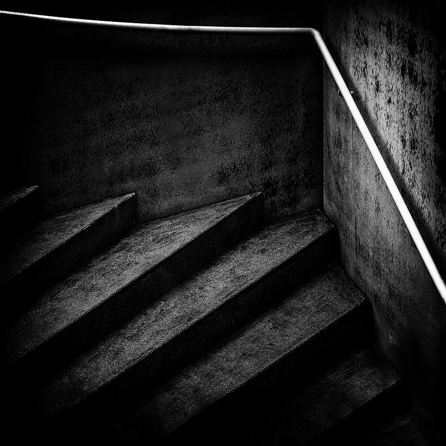 Black And White Photograph - Dark Steps by Gilbert Claes