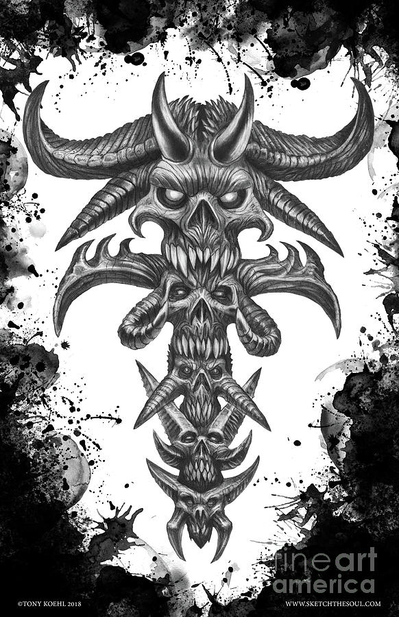 Dark Totem  Drawing by Tony Koehl