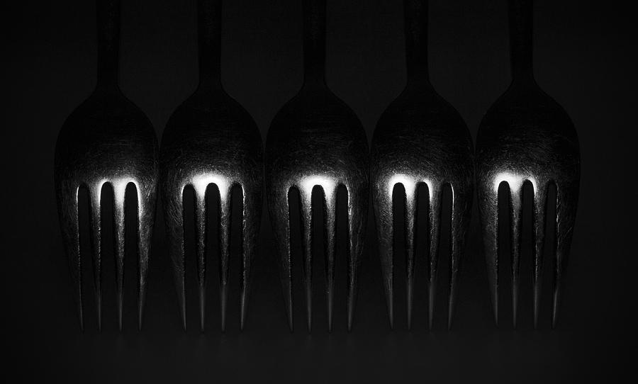 Fork Photograph - Darkness by Wieteke De Kogel