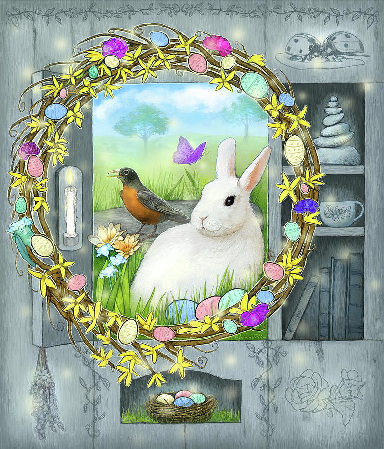 Easter Painting - Darlenes Spring Cabinet by Art And A Little Magic