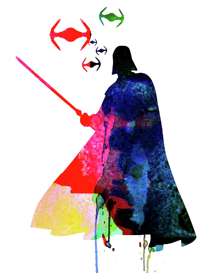 Star Wars Mixed Media - Darth Fighting Watercolor 1 by Naxart Studio