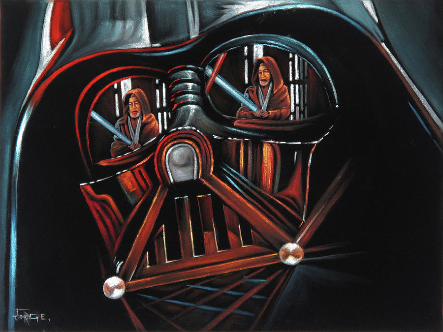 Star Wars Painting - Darth Vader, Star Wars, Death Star, Yoda Oil Painting Art Black Velvet J463 by Jorge Terrones
