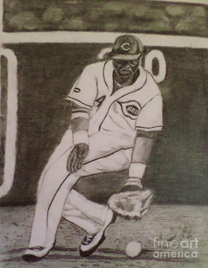 datdude Brandon Phillips on the Reds Drawing by Christy Saunders Church