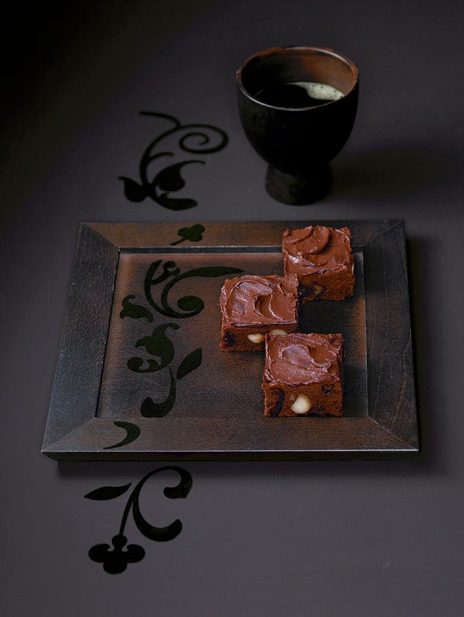 Date Brownies On Serving Dish Photograph by Jalag / Wolfgang Kowall