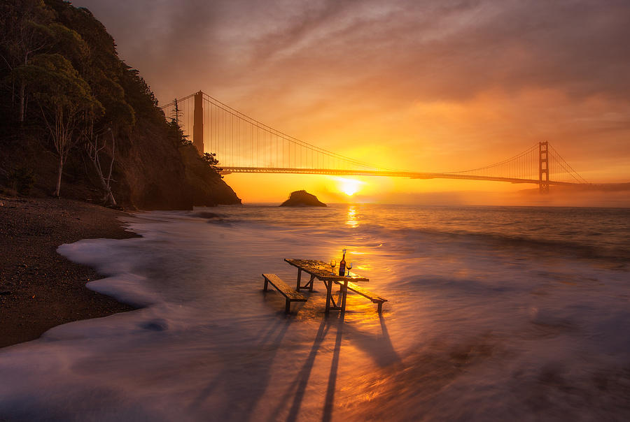 Golden Gate Bridge Photograph - Dating With Sun by Dianne Mao