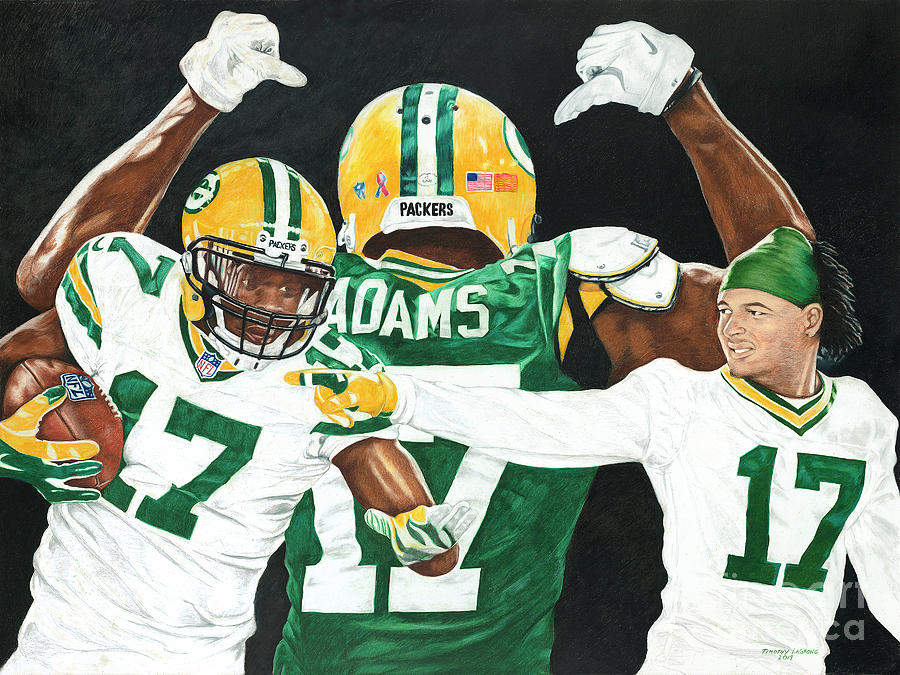 Davante Adams Signed Green Bay Packers Framed 16x20 Stretched