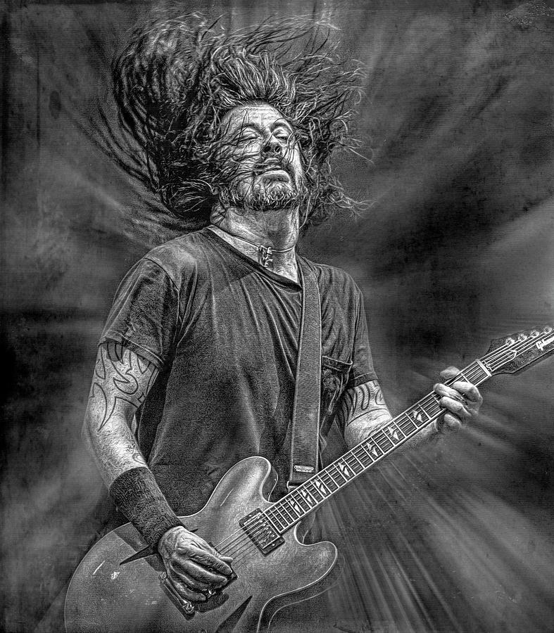 Dave Grohl Live Mixed Media by Mal Bray