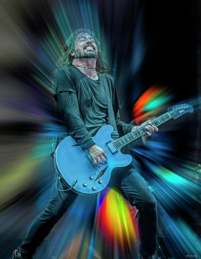 Dave Grohl Live on Stage Mixed Media by Mal Bray